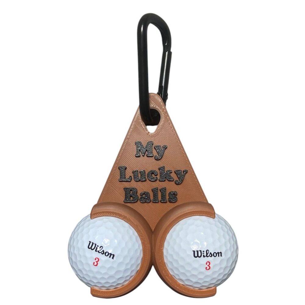 Golf Ball Holder "My Lucky Balls" - Brown w/Black - 8000-1308